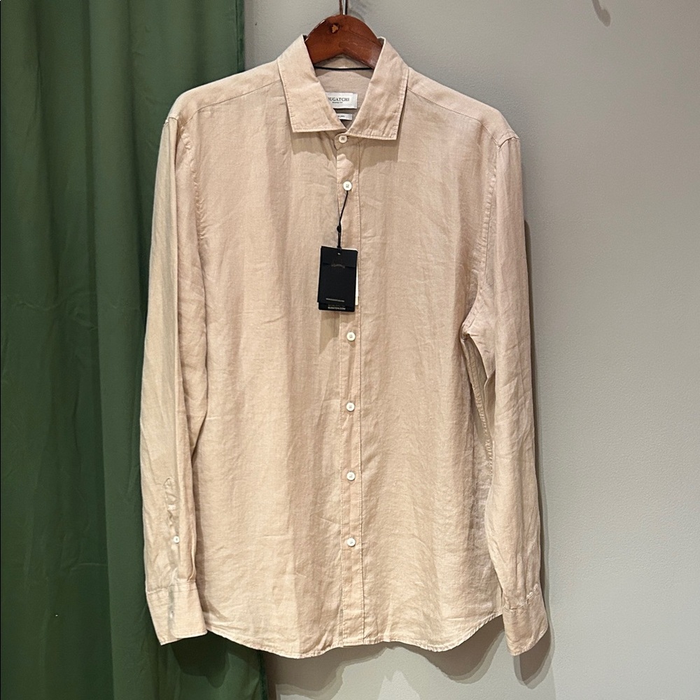 Men's Beige Bugatchi Linen Shirt